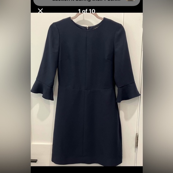 Women’s size 0 Banana Republic Blue Sheath Dress with Bell Sleeves - Picture 1 of 10